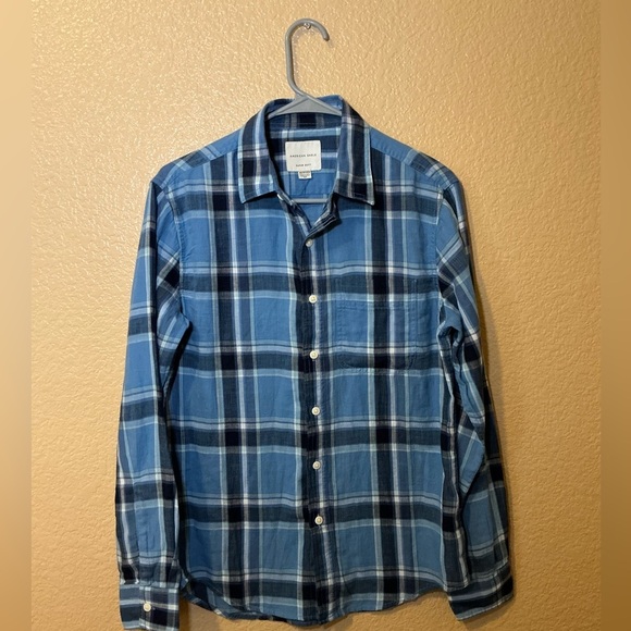 American Eagle Blue Plaid Men's Shirt - Picture 1 of 3